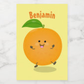 かわいい踊りオレンジの柑橘類 フードラベル (シングルラベル)