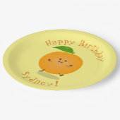 かわいい踊りオレンジの柑橘類 ペーパープレート (アングル)