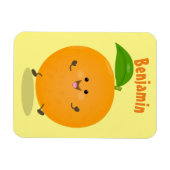 かわいい踊りオレンジの柑橘類 マグネット (横)