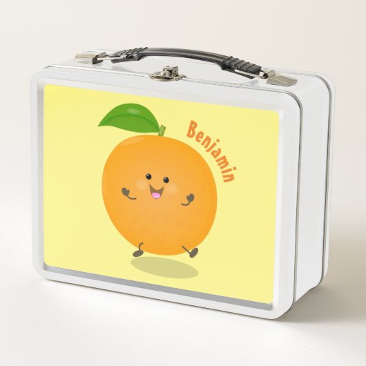 かわいい踊りオレンジの柑橘類 メタルランチボックス (正面)