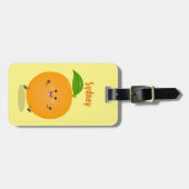 かわいい踊りオレンジの柑橘類 ラゲッジタグ (正面横)