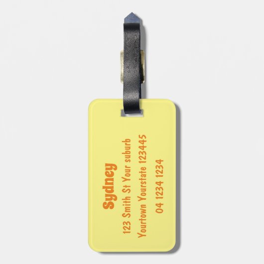 かわいい踊りオレンジの柑橘類 ラゲッジタグ (裏面縦)