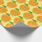 かわいい踊りオレンジの柑橘類 ラッピングペーパー (角)