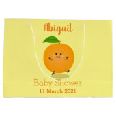 かわいい踊りオレンジの柑橘類 ラージペーパーバッグ (裏面)