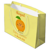 かわいい踊りオレンジの柑橘類 ラージペーパーバッグ (裏面アングル)