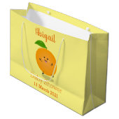 かわいい踊りオレンジの柑橘類 ラージペーパーバッグ (正面アングル)