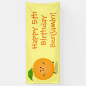 かわいい踊りオレンジの柑橘類 横断幕 (縦)