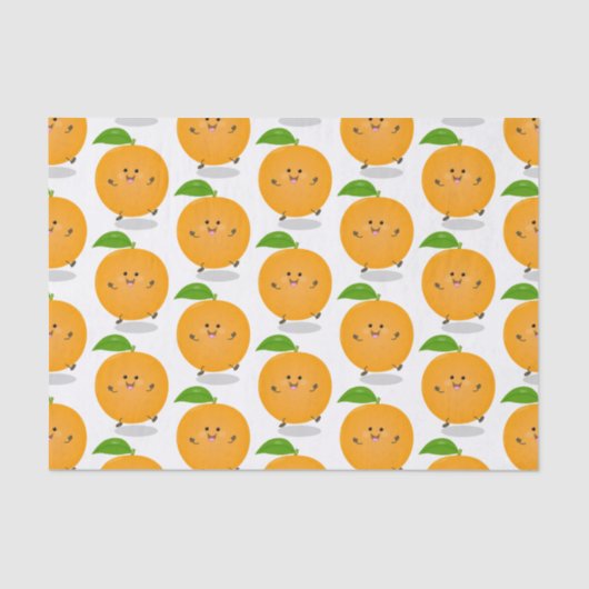 かわいい踊りオレンジの柑橘類 薄葉紙 (正面)