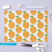 かわいい踊りオレンジの柑橘類 薄葉紙 (クラフト)