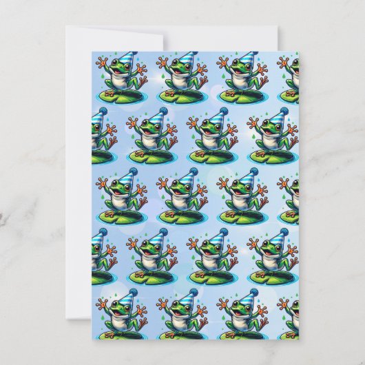 かわいい踊りカエル少年の誕生日パーティー 招待状 (裏面)