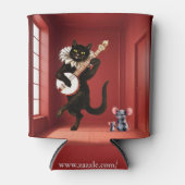 かわいい踊りギターキャットとマウスクーラーボックス 缶クーラー (正面)