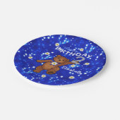 かわいい踊りクマ二歳の誕生日 ペーパープレート (アングル)