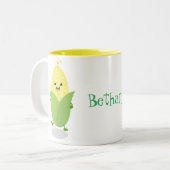 かわいい踊りコーンcob漫画イラストレーション ツートーンマグカップ (正面左)