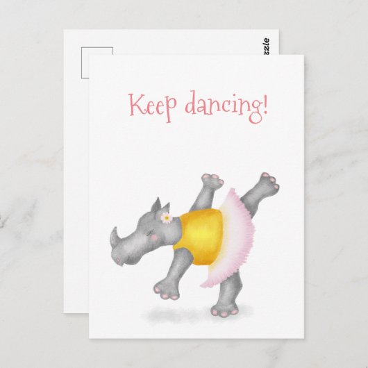 かわいい踊りサイのはがき ポストカード