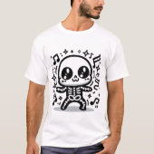 かわいい踊りスケルトンかわいいハロウィーン音楽 Tシャツ (正面)