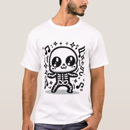 かわいい踊りスケルトンかわいいハロウィーン音楽 Tシャツ