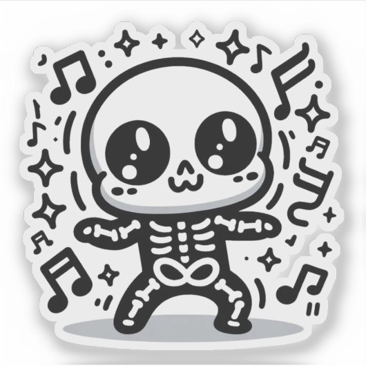 かわいい踊りスケルトンビニールキュートハロウィーンウォーター シール (正面)