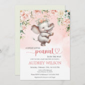 かわいい踊りゾウ赤ちゃんシャワーが途中にある 招待状 (正面/裏面)