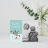 かわいい踊りトナカイ – クリスマスホリデーポストカード シーズンポストカード (スタンド正面)