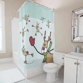 かわいい踊りトナカイ – Christmas シャワーカーテン