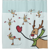 かわいい踊りトナカイ – Christmas シャワーカーテン (正面)