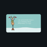 かわいい踊りトナカイ – Christmas Label ラベル<br><div class="desc">氷のお洒落上によくはしゃぐ、キュートなクリスマスおもしろいトナカイ踊りのスケッチ。チャイコフスキーの「花のワルツ」が頭の中で曲がっているような愛と音楽で生み出されたトナカイのスマイルを願う。元々は白黒の手書きイラストレーションで、後にAdobe Illustratorで色を追加するためにリワークされた。他の製品でこのもしスケッチを表示するか、このデザインの新しいバリエーションを持ちたいかを教えて！</div>