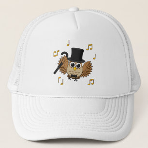 かわいい踊りフクロウとミュージックノート漫画 キャップ