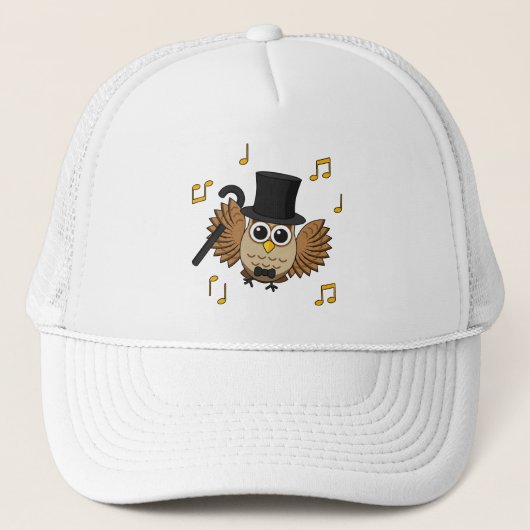 かわいい踊りフクロウとミュージックノート漫画 キャップ (正面)