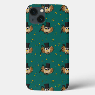 かわいい踊りフクロウとミュージックノート漫画 iPhone 13ケース