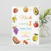かわいい踊りフルーツバースデーパーティー 招待状 (スタンド正面)