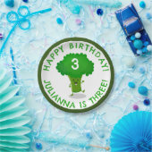 かわいい踊りブロッコリーパーソナライズされた誕生日 ペーパープレート (パーティー)