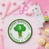かわいい踊りブロッコリーパーソナライズされた誕生日 ペーパープレート (パーティー)