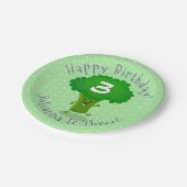 かわいい踊りブロッコリーパーソナライズされた誕生日 ペーパープレート (アングル)
