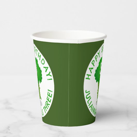 かわいい踊りブロッコリーパーソナライズされた誕生日 紙コップ (右)