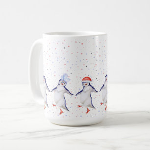 かわいい踊りペンギンクリスマス コーヒーマグカップ