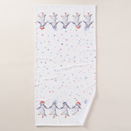 かわいい踊りペンギンクリスマス バスタオル