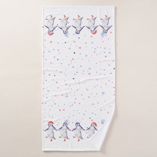 かわいい踊りペンギンクリスマス バスタオル (バスタオル)
