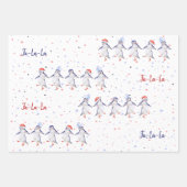 かわいい踊りペンギンクリスマス ラッピングペーパーシート (正面2)