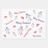かわいい踊りペンギンクリスマス ラッピングペーパーシート (正面)