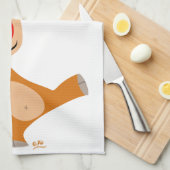 かわいい踊りマンガのトナカイのキッチンタオル キッチンタオル (四つ折り)