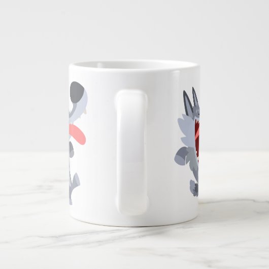 かわいい踊りマンガウルフジャンボマグカップ ジャンボコーヒーマグカップ (裏面)