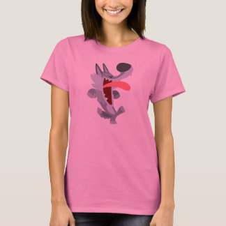 かわいい踊りマンガウルフ女性Tシャツ Tシャツ