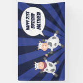 かわいい踊りマンガカウカップルおもしろい誕生日 横断幕 (縦)