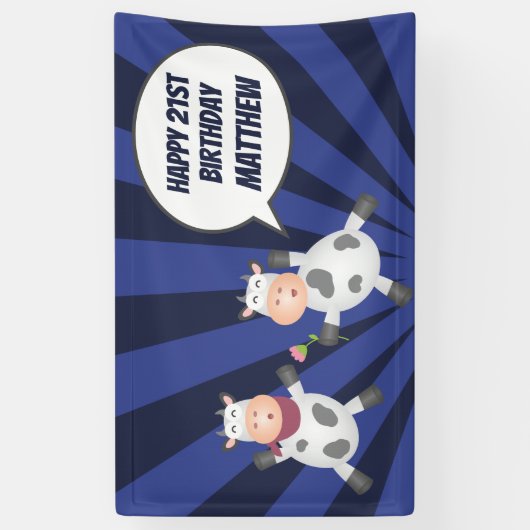 かわいい踊りマンガカウカップルおもしろい誕生日 横断幕 (縦)