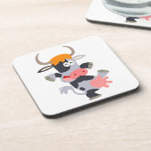 かわいい踊りマンガ牛コースターセット コースター (左側)