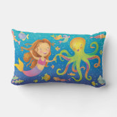 かわいい踊りマーメイド&タコ装飾用クッション ランバークッション (裏面)