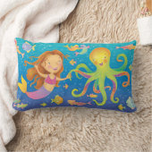 かわいい踊りマーメイド&タコ装飾用クッション ランバークッション (ブランケット)