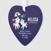 かわいい踊りユニコーンズマジカルレインボーベビー誕生 オーナメント (正面)