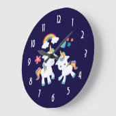 かわいい踊りユニコーンズマジカルレインボー&スターズ ラージ壁時計 (傾斜)