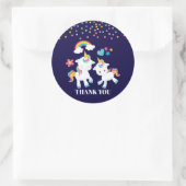 かわいい踊りユニコーン魔法の虹ありがとう ラウンドシール (バッグ)